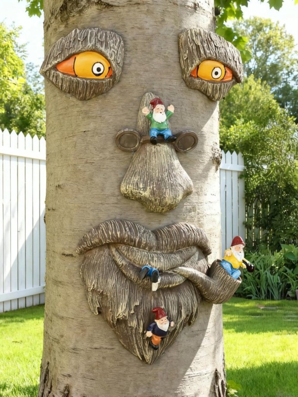 Outdoor Tree Face Decor - Unique Tree Art & Bird Feeder for Garden Decoration